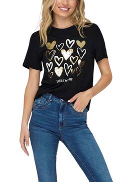 T-Shirt Only Maria Nero e Dorado per Donna