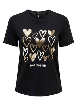 T-Shirt Only Maria Nero e Dorado per Donna