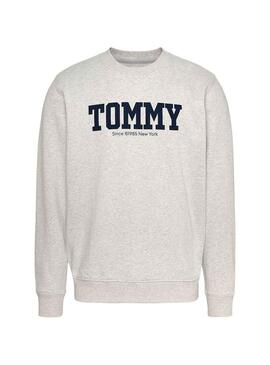 Felpa Tommy Jeans Reg anteriore Grigio per Uomo