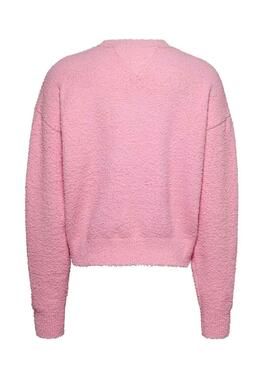 Pullover Tommy Jeans Center Flag Rosa per Donna