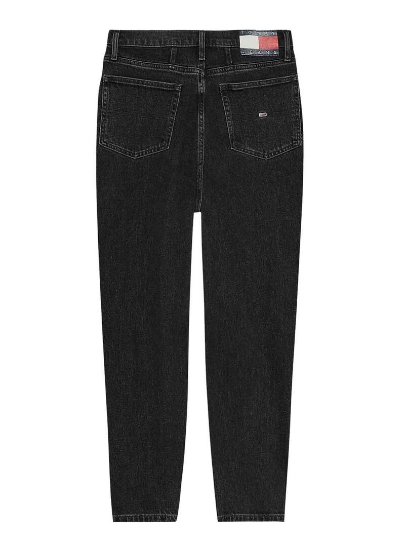 Pantaloni Tommy Jeans Mom Slim Nero per Donna