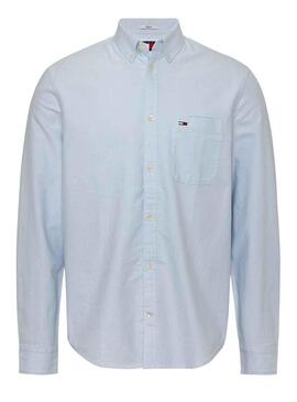 Camicia Tommy Jeans Reg Oxford Blu per Uomo