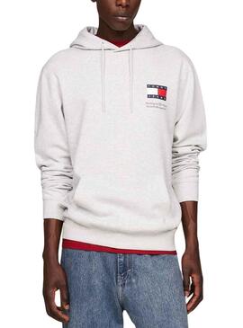 Dudadera Tommy Jeans Essential Flag Hood Grigio