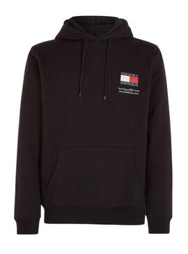 Felpa Tommy Jeans Essential Flag Hood Nero