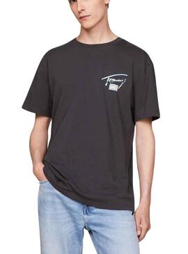 T-Shirt Tommy Jeans Metallico Nero per Uomo