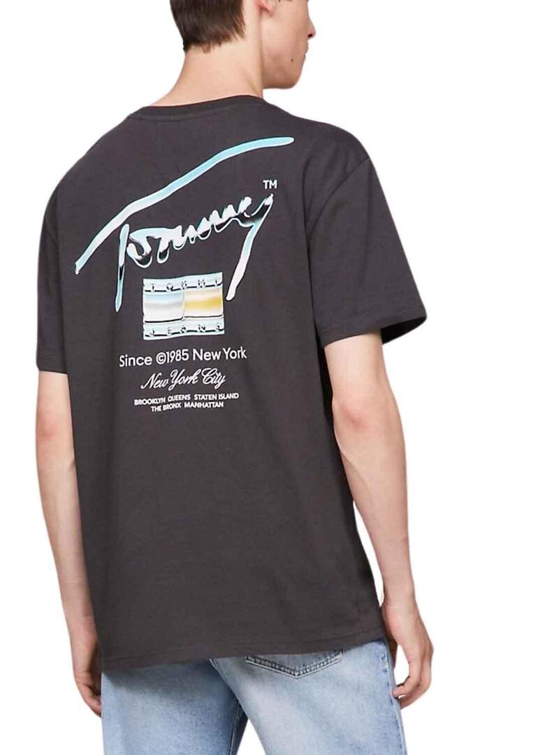 T-Shirt Tommy Jeans Metallico Nero per Uomo