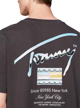 T-Shirt Tommy Jeans Metallico Nero per Uomo