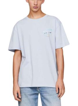 T-Shirt Tommy Jeans Metallico Blu per Uomo