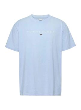 T-Shirt Tommy Jeans Linear Bianco Blu Uomo