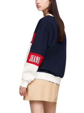 Felpa Tommy Jeans Archive Colorblock per Donna