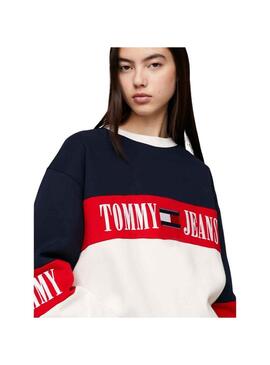 Felpa Tommy Jeans Archive Colorblock per Donna