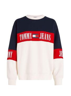 Felpa Tommy Jeans Archive Colorblock per Donna