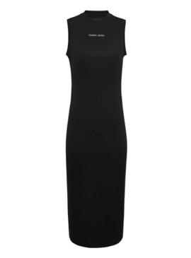 Vestito Tommy Jeans Midi Bodycon Nero per Donna