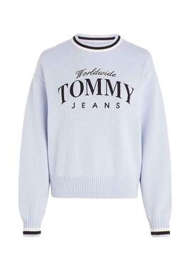 Pullover Tommy Jeans Varsity Blu per Donna