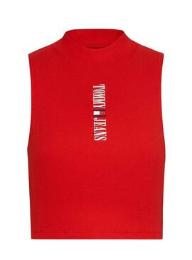 Top Tommy Jeans Archive Rosso per Donna