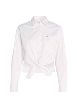 Camicia Tommy Jeans Laccio Frontale Bianco per Donna