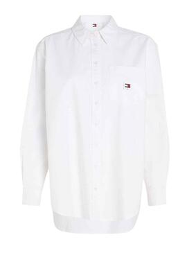 Camicia Tommy Jeans Badge Boyfriend Bianco Donna