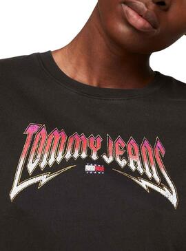 T-Shirt Tommy Jeans Crop Slim Rock Nero Donna