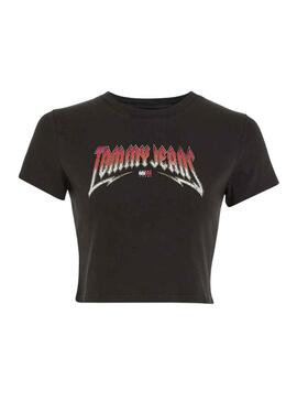 T-Shirt Tommy Jeans Crop Slim Rock Nero Donna