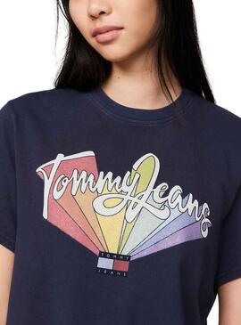 T-Shirt Tommy Jeans Rainarco Flag Blu Navy Donna