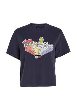 T-Shirt Tommy Jeans Rainarco Flag Blu Navy Donna