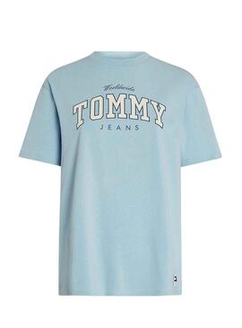 T-Shirt Tommy Jeans Varsity Lux Blu per Donna