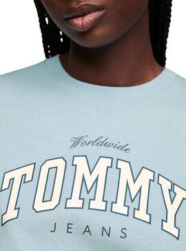 T-Shirt Tommy Jeans Varsity Lux Blu per Donna