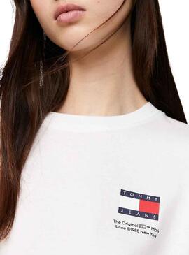 T-Shirt Tommy Jeans Grafica Flag Bianco per Donna