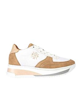 Scarpe Popa Carol in nylon e camoscio color sabbia per donna.