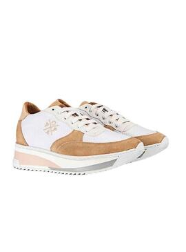 Scarpe Popa Carol in nylon e camoscio color sabbia per donna.