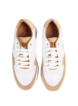 Scarpe Popa Carol in nylon e camoscio color sabbia per donna.
