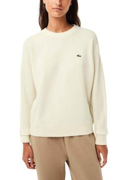 Pullover Lacoste Tricot De Lana Beige per Donna