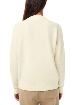 Pullover Lacoste Tricot De Lana Beige per Donna