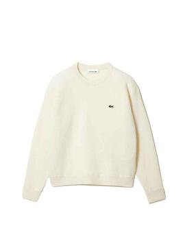 Pullover Lacoste Tricot De Lana Beige per Donna