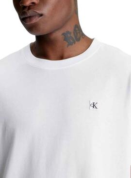 T-Shirt Calvin Klein Jeans Ricamo Badge Bianco