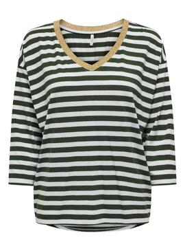 T-Shirt Only Felisa Strisce Verde per Donna