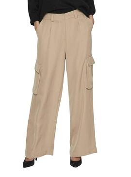 Pantaloni Vila Winnie Lady Beige per Donna