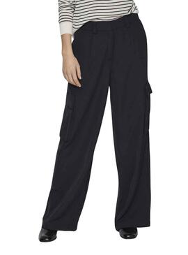 Pantaloni Vila Winnie Cargo Nero per Donna