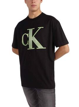 T-Shirt Calvin Klein perforato Jumpsuitlogo Nero
