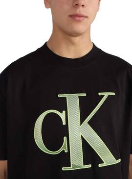 T-Shirt Calvin Klein perforato Jumpsuitlogo Nero