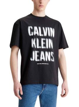 T-Shirt Calvin Klein Illusion Nero per Uomo