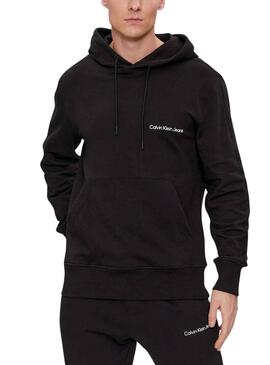 Felpa Calvin Klein Institutional Hoodie Nero