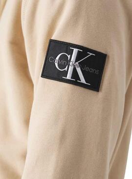 Felpa Calvin Klein Badge Hoodie Beige Uomo