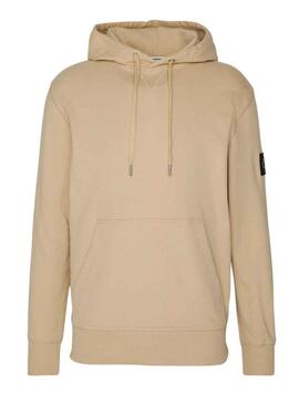 Felpa Calvin Klein Badge Hoodie Beige Uomo