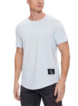 T-Shirt Calvin Klein Turn Up Blu per Uomo