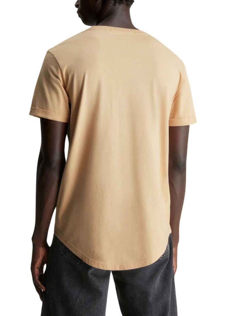 T-Shirt Calvin Klein Turn Up Beige per Uomo