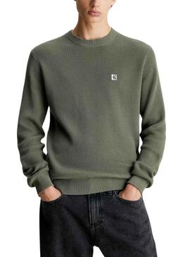 Pullover Calvin Klein Verde Basic per Uomo