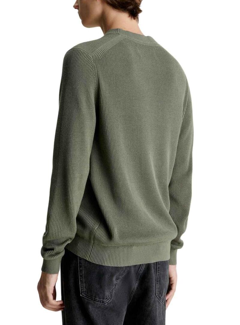 Pullover Calvin Klein Verde Basic per Uomo