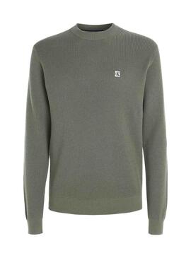 Pullover Calvin Klein Verde Basic per Uomo