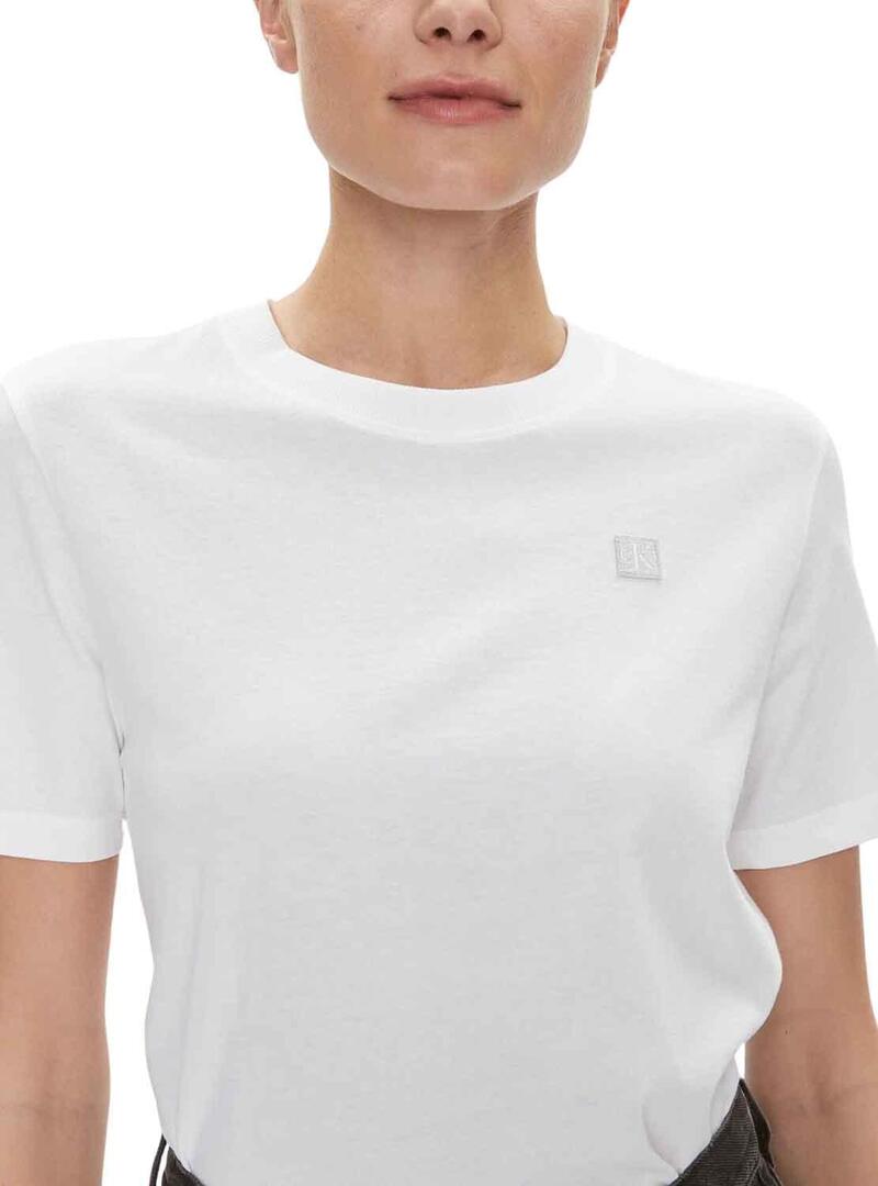 T-Shirt Calvin Klein Embro Bianco per Donna